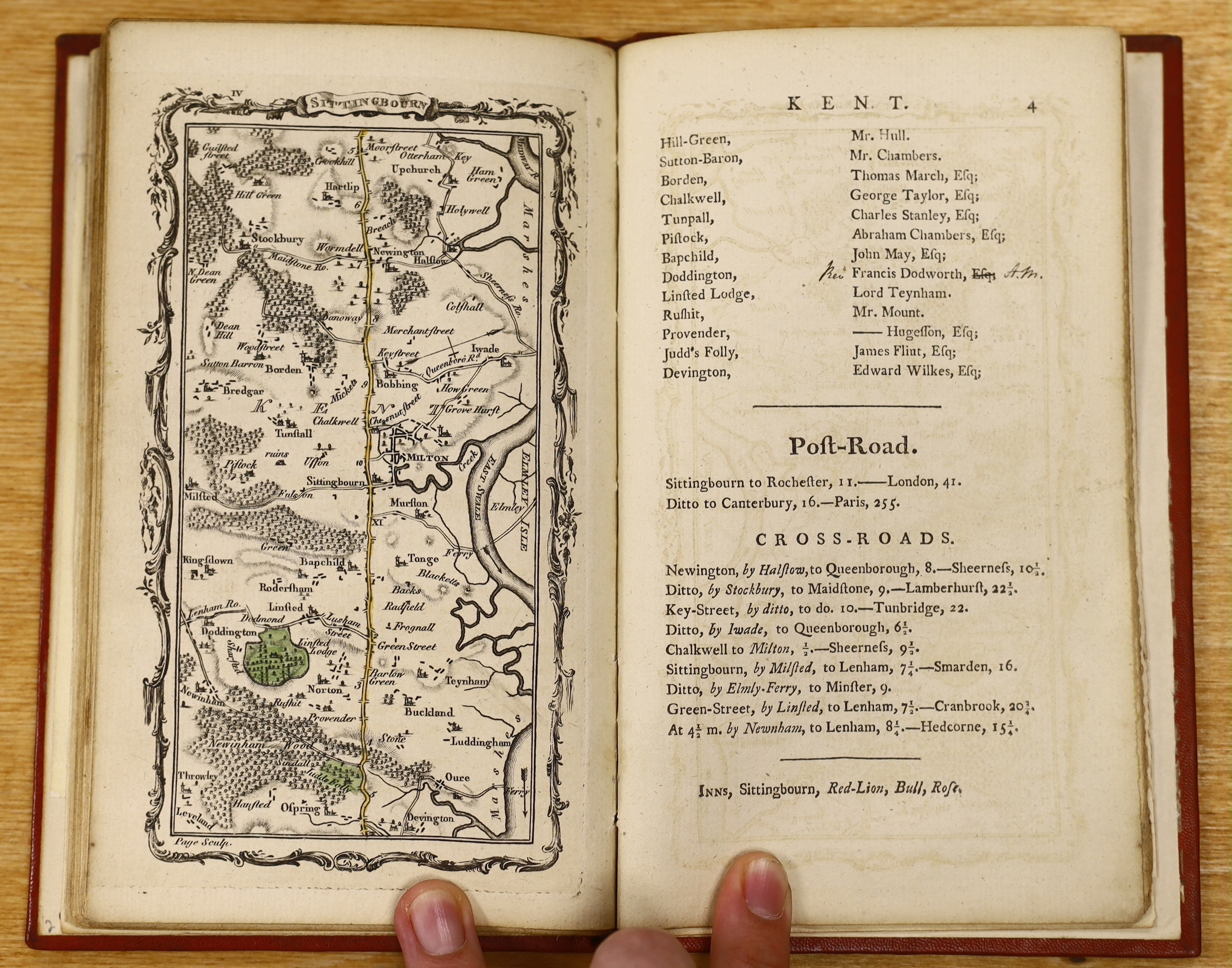 Armstrong, Mostyn John - Armstrong's Actual Survey of the Great Post Road between London and Dover. With the country three miles on each side ... engraved title, engraved advert. leaf, general (coastal) and six road maps